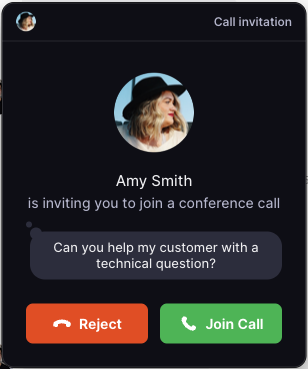 Three-way call on iPhone: OpenPhone incoming call with note on mobile.