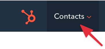 selecting the contacts section in HubSpot