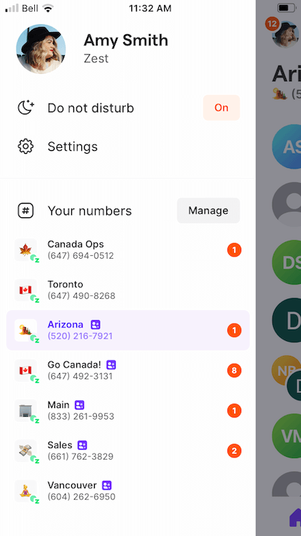 manage phone settings in the OpenPhone mobile app